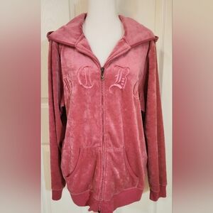 BCBGMaxAzria Pink Collar Long Sleeve Zippered Sweatshirt